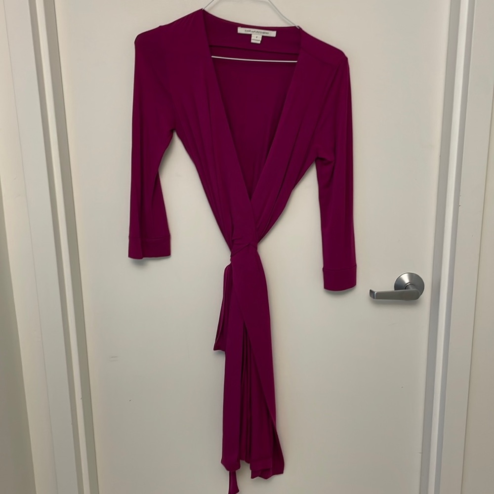Fuchsia Diane Von Furstenberg wrap dress, size 8